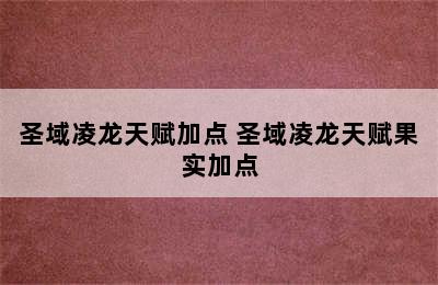 圣域凌龙天赋加点 圣域凌龙天赋果实加点